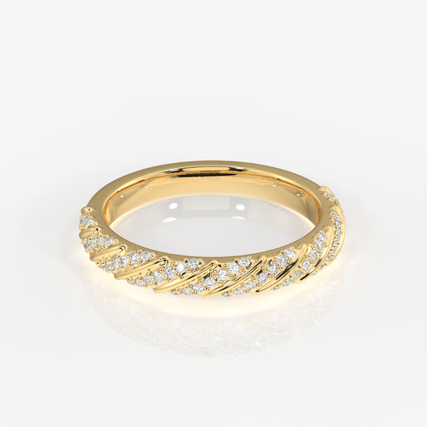 Round Cut Lab Grown Diamond Wedding Band 14k Gold Ring