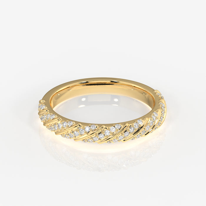 Round Cut Lab Grown Diamond Wedding Band 14k Gold Ring