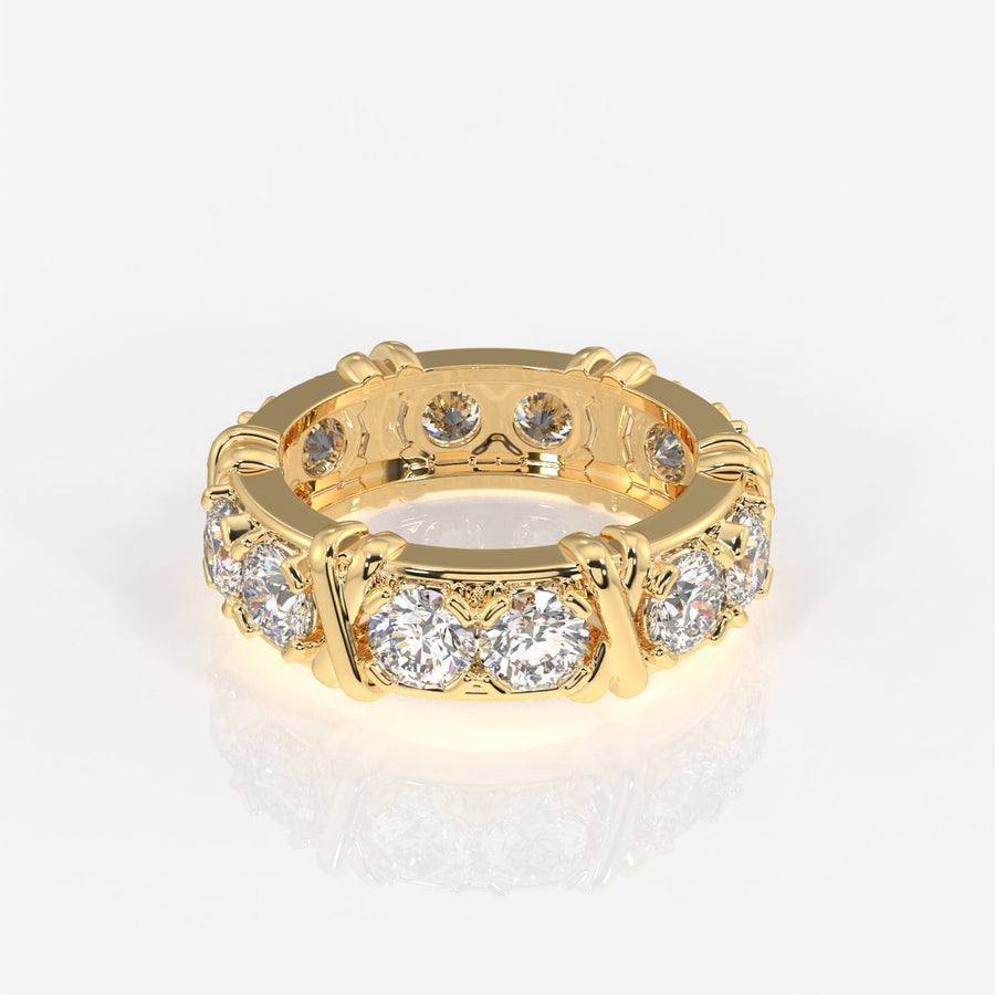 Round Cut Moissanite Diamond Eternity Band 18K Gold Ring