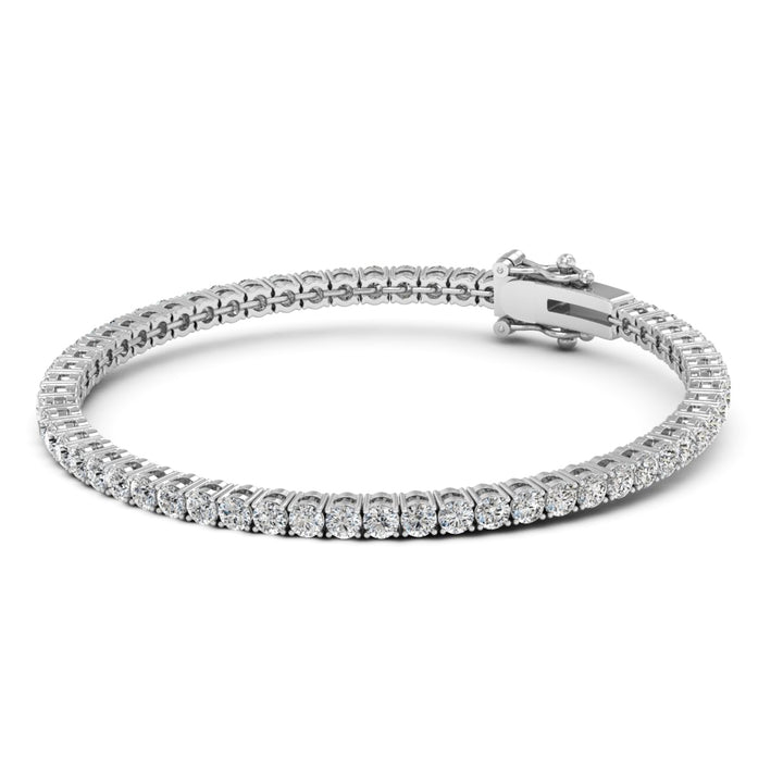 Round Cut Moissanite Diamond Four-Prong Tennis Sterling Silver Bracelet