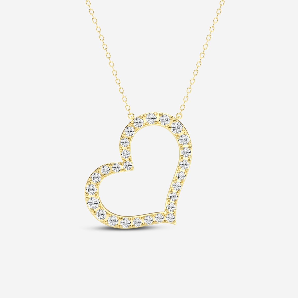 Round Cut Moissanite Diamond Heart Fashion 18k Gold Pendant