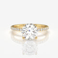 Round Cut Moissanite Diamond Pave 14k Gold Ring
