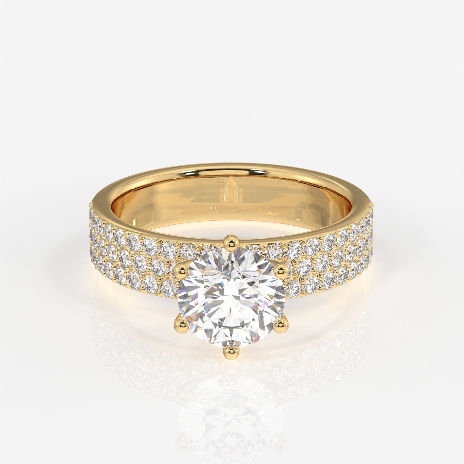 Round Cut Moissanite Diamond Pave Sterling Silver Ring