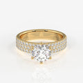 Round Cut Moissanite Diamond Pave Sterling Silver Ring