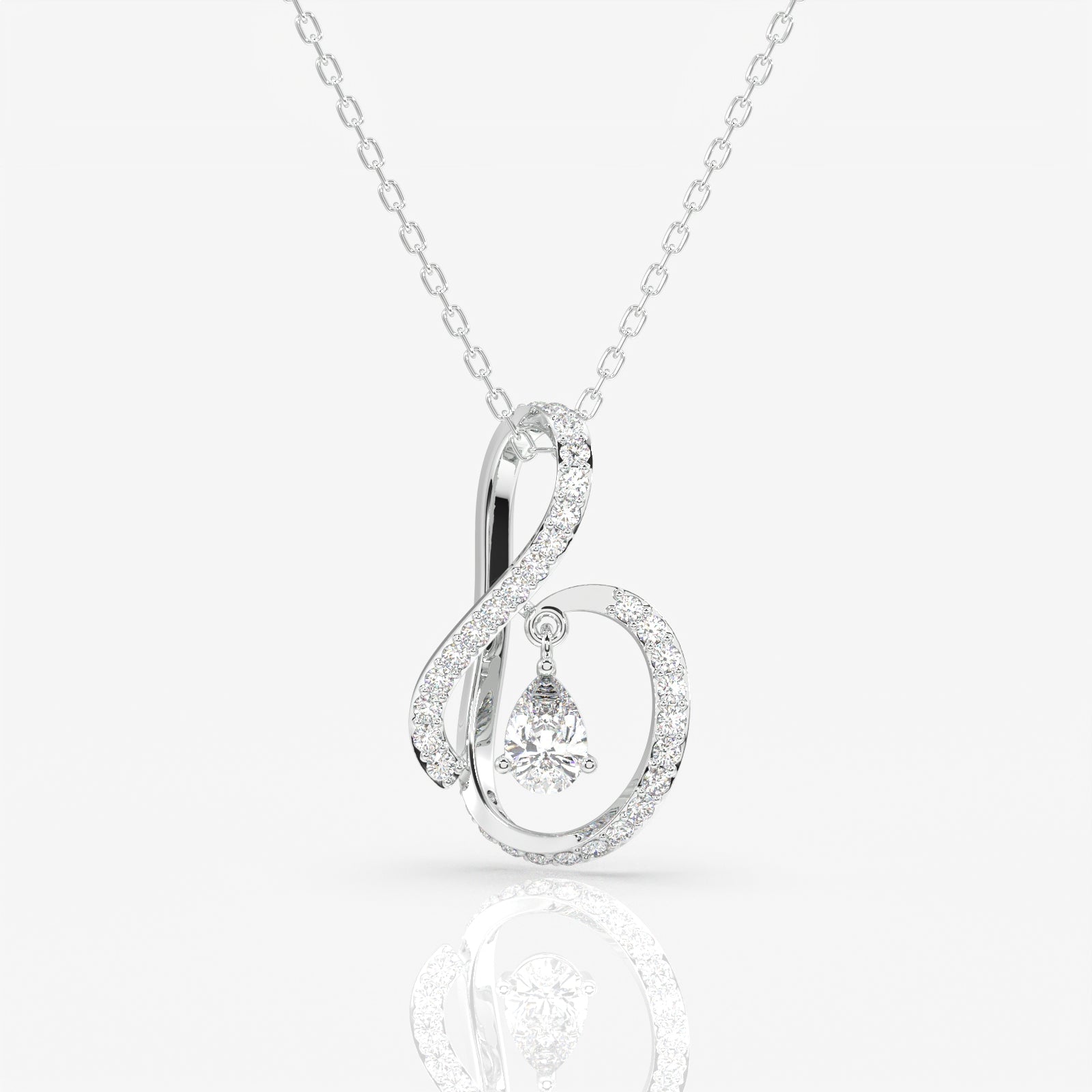 Round Cut Moissanite Diamond Pear Prestige  Sterling Silver Pendant