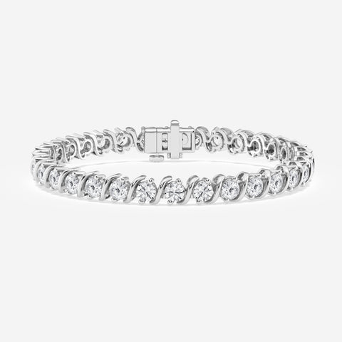 Round Cut Moissanite Diamond "S" Tennis Sterling Silver Bracelet