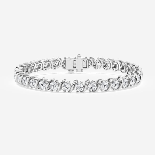 Round Cut Lab Grown Diamond "S" Tennis 14k Gold Bracelet