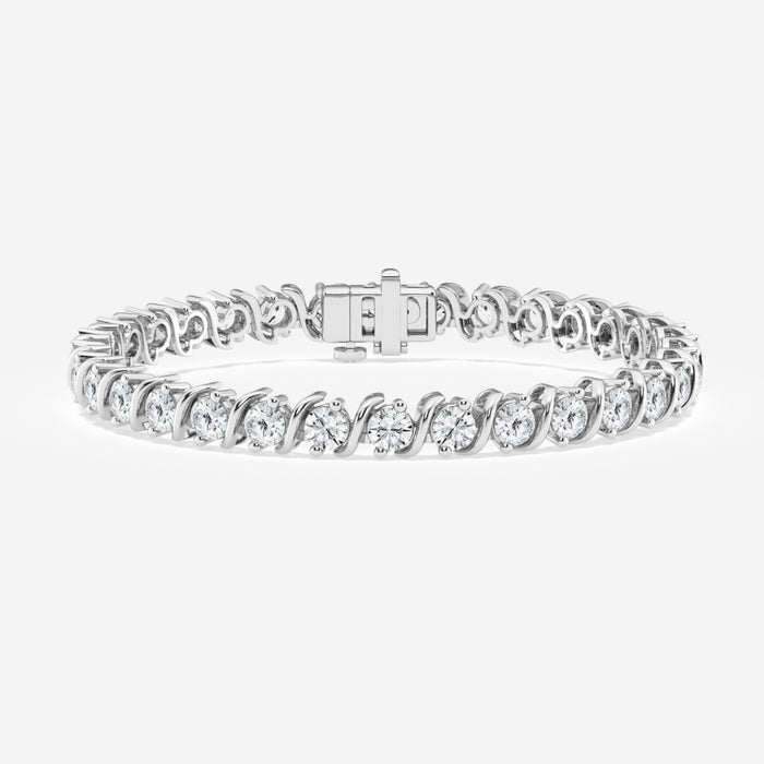 Round Cut Moissanite Diamond "S" Tennis Sterling Silver Bracelet