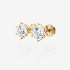 Round Cut Moissanite Diamond Six Prong Stud Sterling Silver Earrings