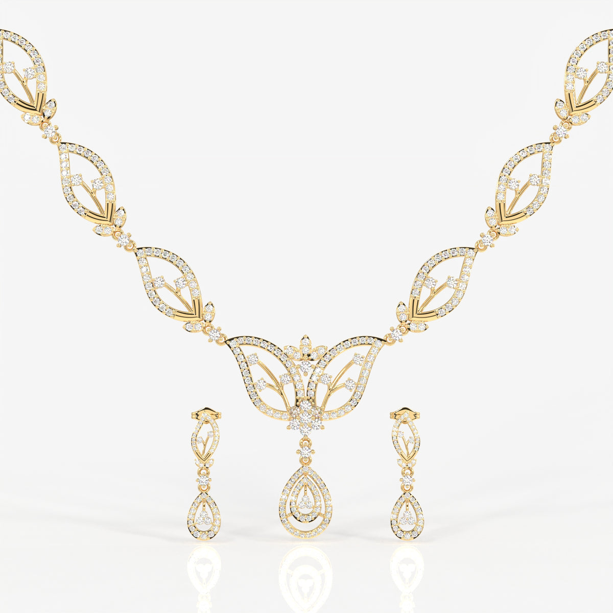 Round Cut Moissanite Diamond Sterling Silver Necklace & Earrings