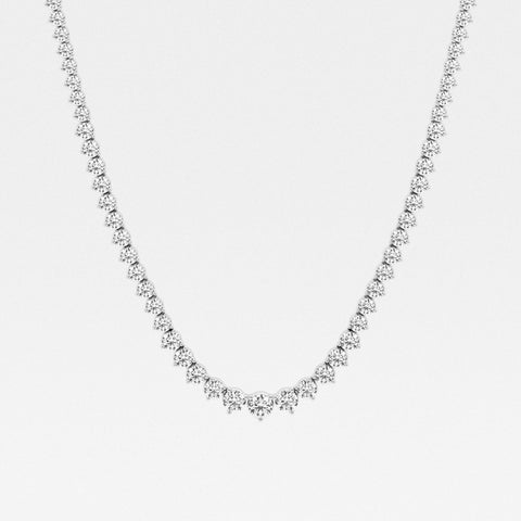 Round Cut Moissanite Diamond Tennis 18k Gold Necklace