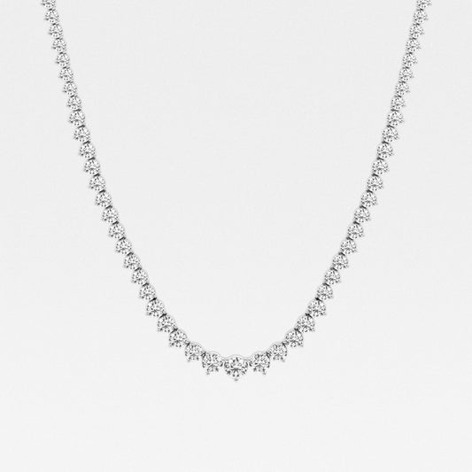 Round Cut Moissanite Diamond Tennis 18k Gold Necklace