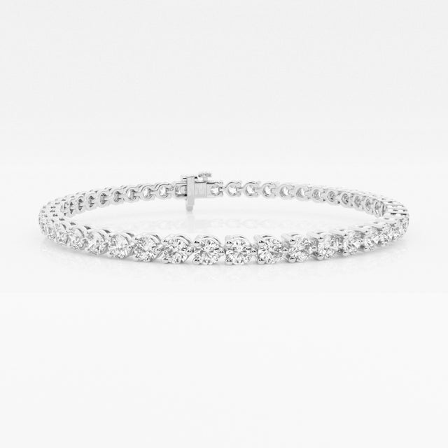 Round Cut Lab Grown Diamond Three Prong 14k Gold Tennis Bracelet