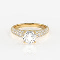 Round Cut Moissanite Diamond Three lane Pave Sterling Silver Ring