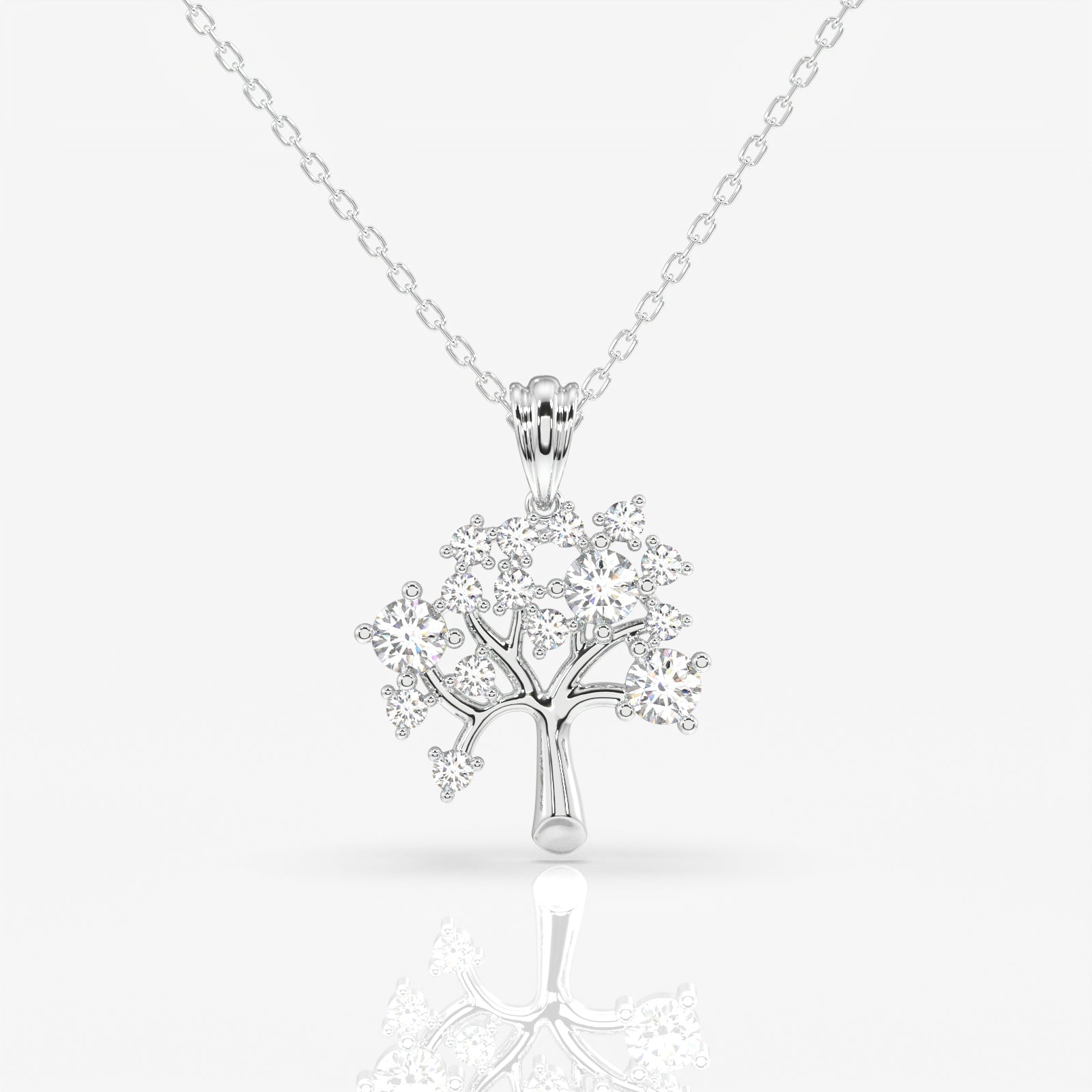 Round Cut Moissanite Diamond Woodland Glow Sterling Silver Pendant