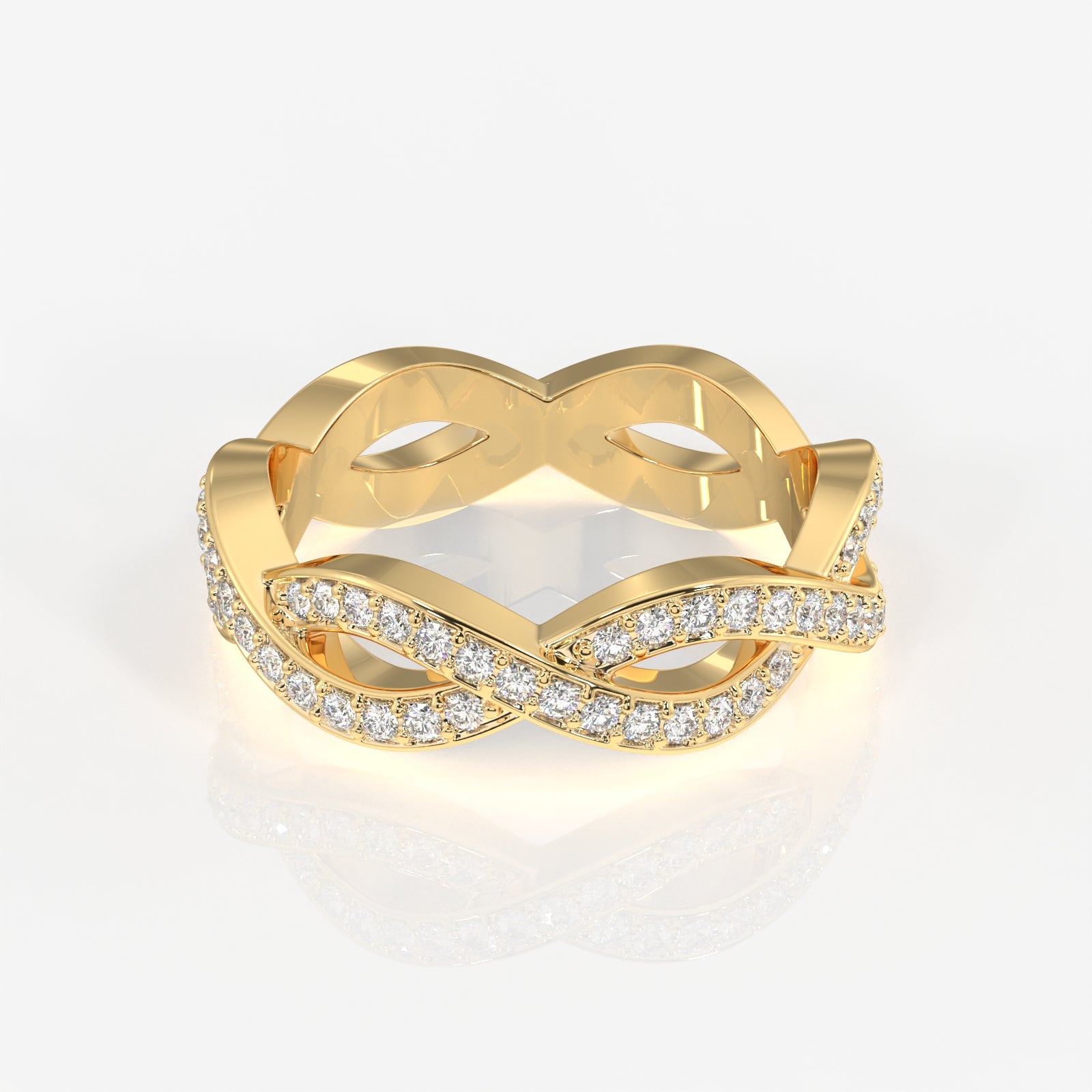 Round Cut Moissanite Diamond twisted Eternity Sterling Silver Band