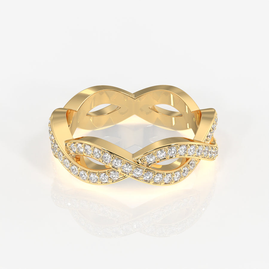 Round Cut Moissanite Diamond twisted Eternity Sterling Silver Band