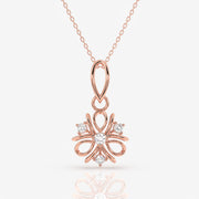 Round Cut Moissanite Diamonds Bud Fashion Silver Pendant