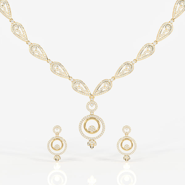 Get Round Cut Moissanite Diamonds Sterling Silver Necklace & Earrings