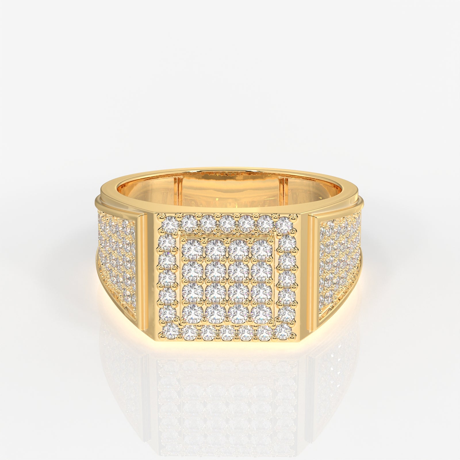Royal Grid Lab Grown Diamond Men's 14K Yellow Gold Ring