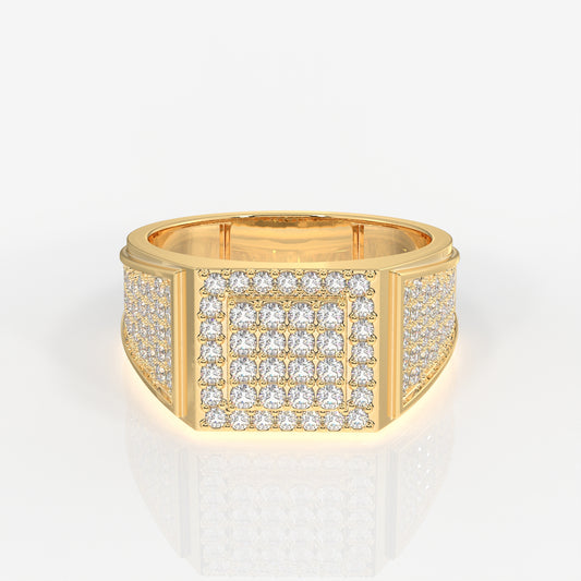 Royal Grid Lab Grown Diamond Men's 14K Yellow Gold Ring
