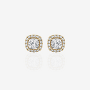 Shop Cushion Cut Moissanite Diamond Halo Certified Stud 14k Gold Earrings