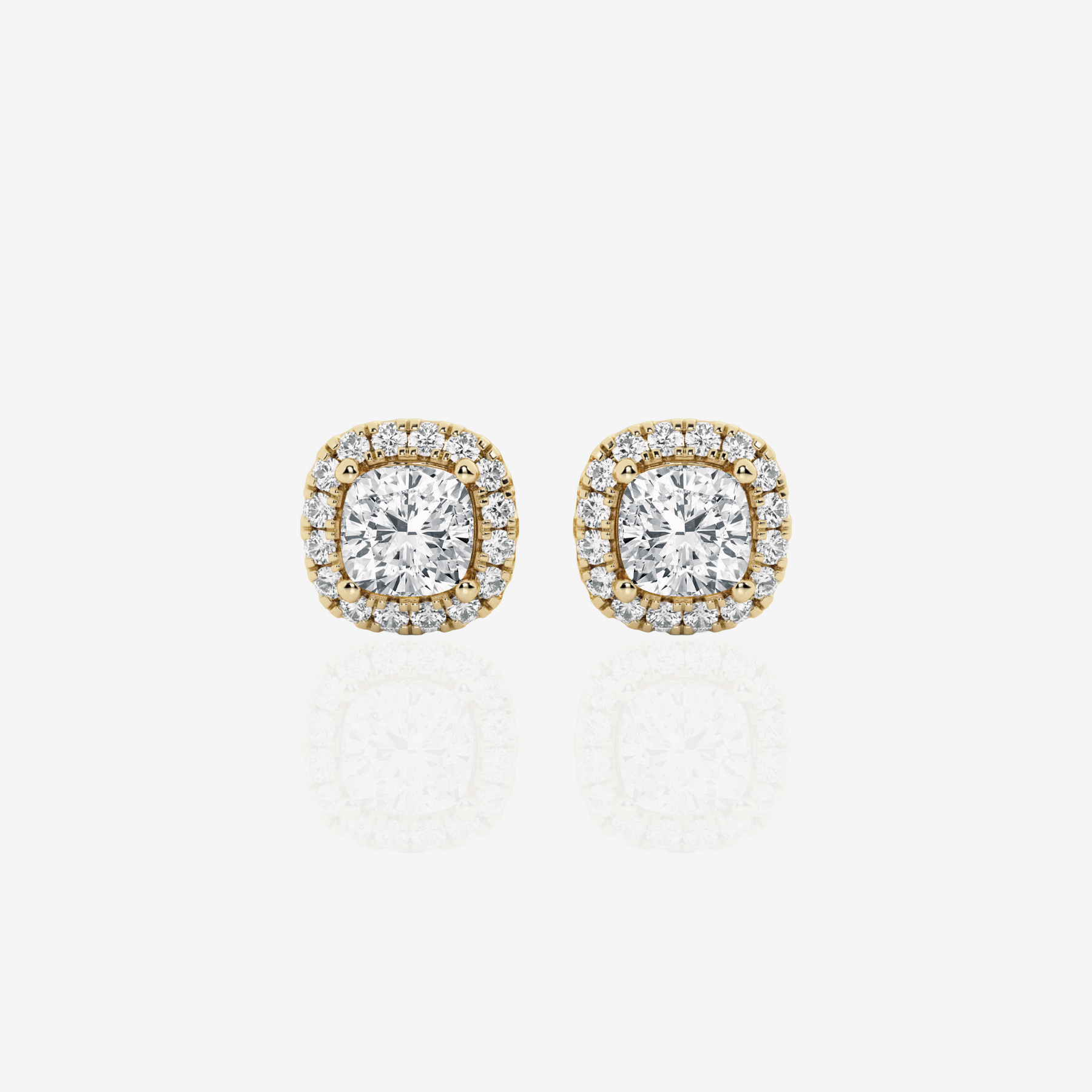 Shop Cushion Cut Moissanite Diamond Halo Certified Stud 14k Gold Earrings