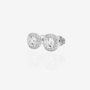 Shop Caratbazaar Cushion Cut Moissanite Diamond Halo Certified Stud 18k Gold Earrings