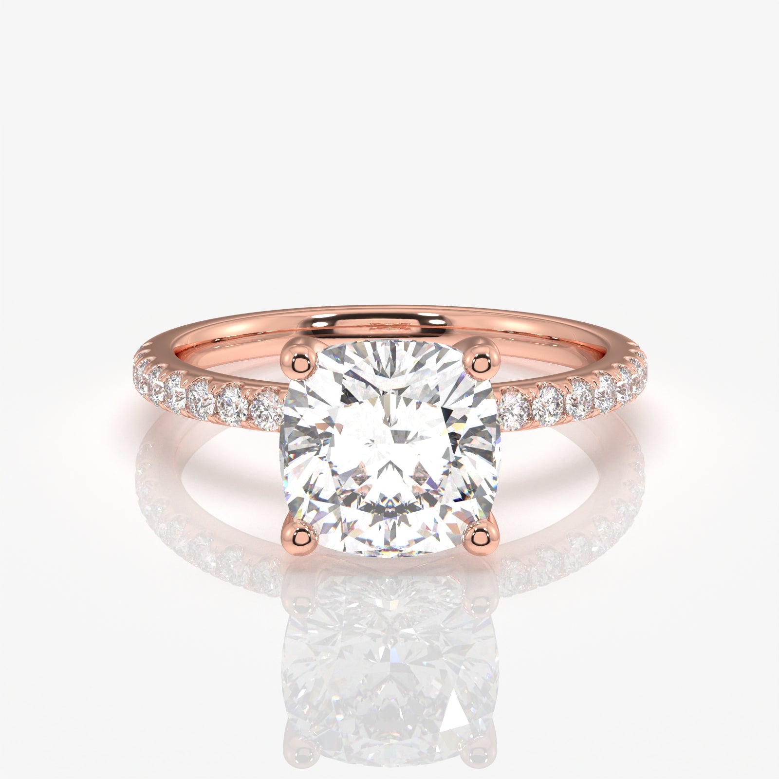 Shop Caratbazaar Cushion Cut Moissanite Diamond Pave 14k Gold Ring