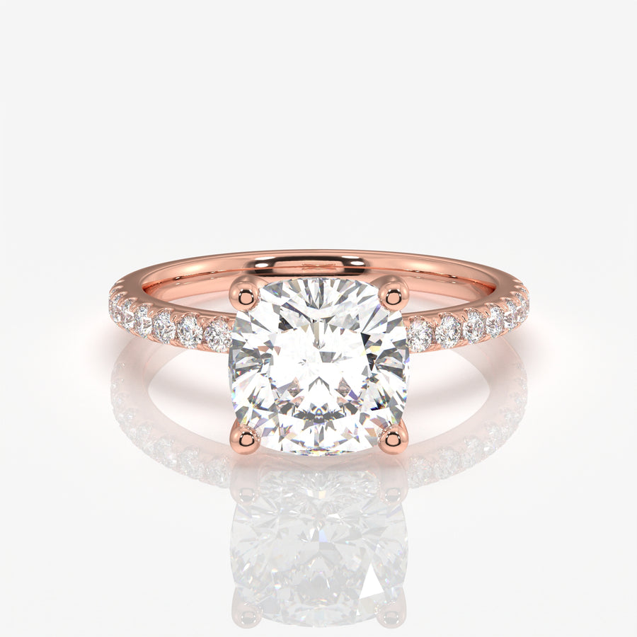 Shop Caratbazaar Cushion Cut Moissanite Diamond Pave 14k Gold Ring