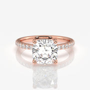 Shop Caratbazaar Cushion Cut Moissanite Diamond Pave 14k Gold Ring