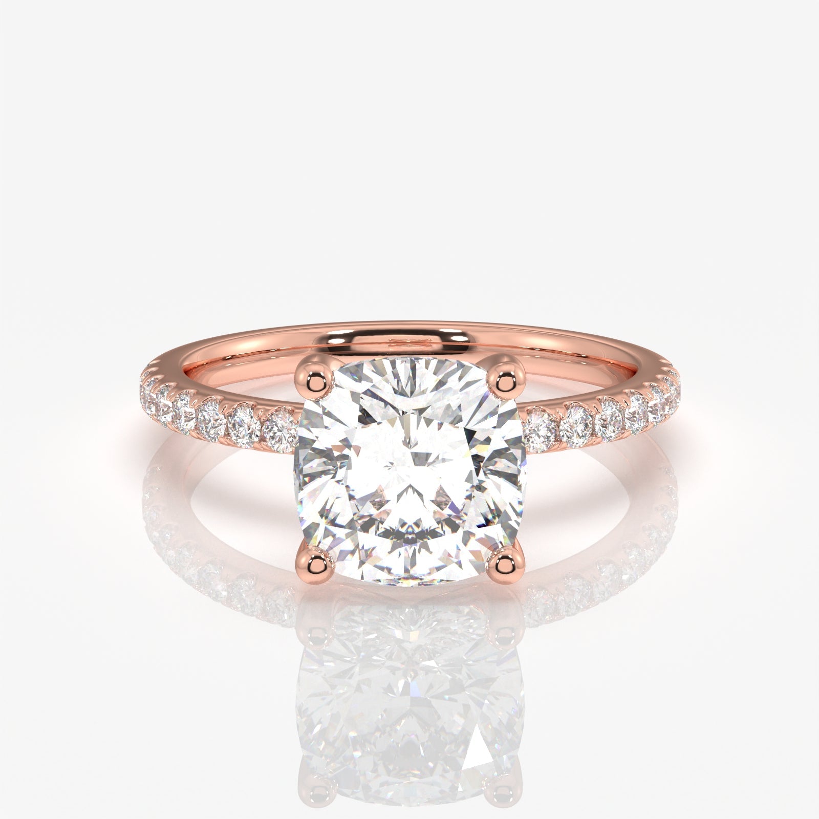 Shop Caratbazaar Cushion Cut Moissanite Diamond Pave 14k Gold Ring