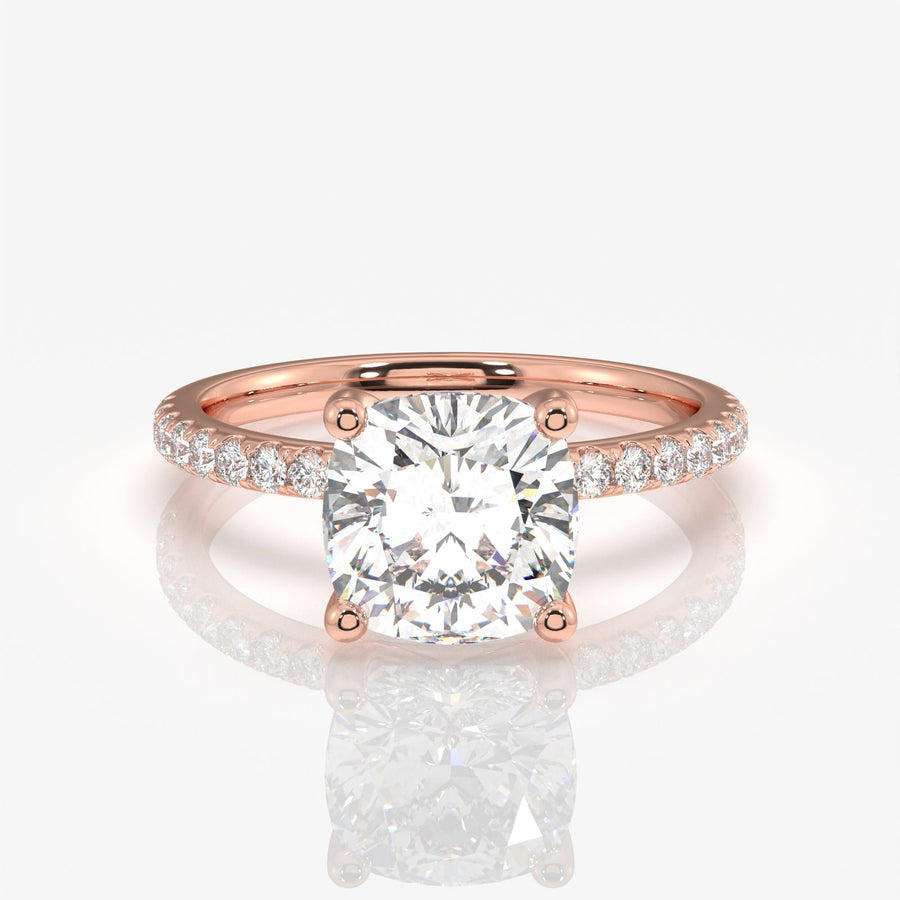 Shop Caratbazaar Cushion Cut Moissanite Diamond Pave 14k Gold Ring