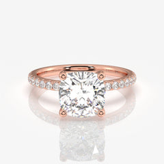 Shop Caratbazaar Cushion Cut Moissanite Diamond Pave 14k Gold Ring
