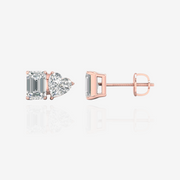 Shop Caratbazaar Emerald and Heart Cut Moissanite Diamond Stud 14k Gold Earrings
