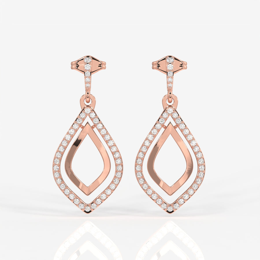 Shop Caratbazaar Luxe Petal Lab Grown Danglers 14k Gold Earrings