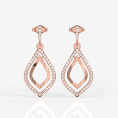 Shop Caratbazaar Luxe Petal Lab Grown Danglers 14k Gold Earrings
