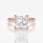 Shop Caratbazaar Princess Cut Moissanite Diamond Pave 14k Gold Ring
