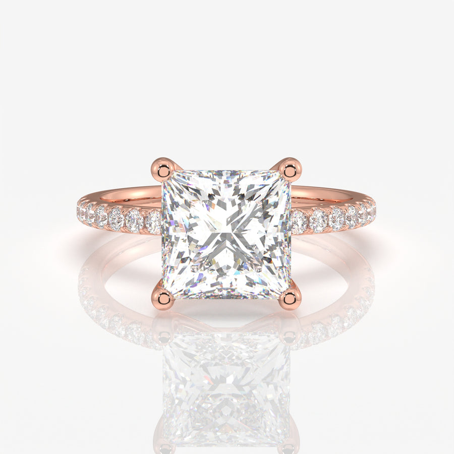 Shop Caratbazaar Princess Cut Moissanite Diamond Pave 14k Gold Ring