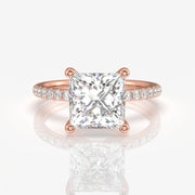 Shop Caratbazaar Princess Cut Moissanite Diamond Pave 14k Gold Ring