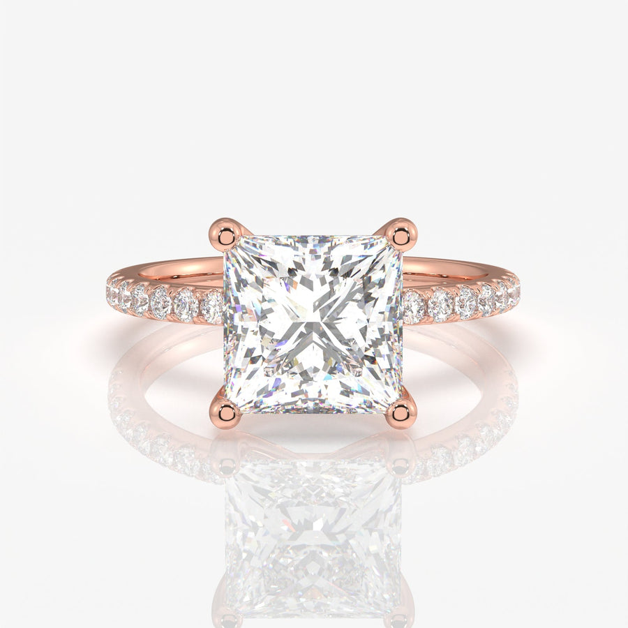 Shop Caratbazaar Princess Cut Moissanite Diamond Pave 14k Gold Ring