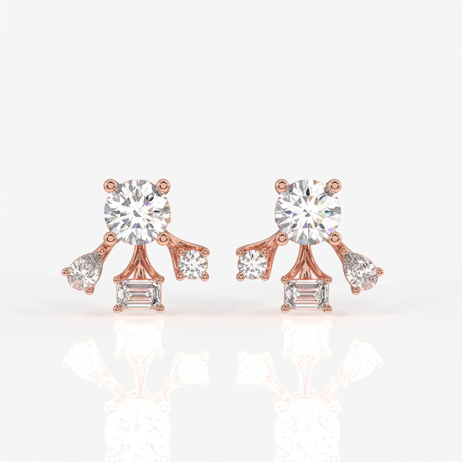 Shop Caratbazaar Radiant Star Lab Grown Stud 14k Gold Earrings