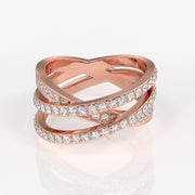Shop Caratbazaar Round Cut Lab Grown Diamond 3 Row Wedding Band 14k Gold Ring
