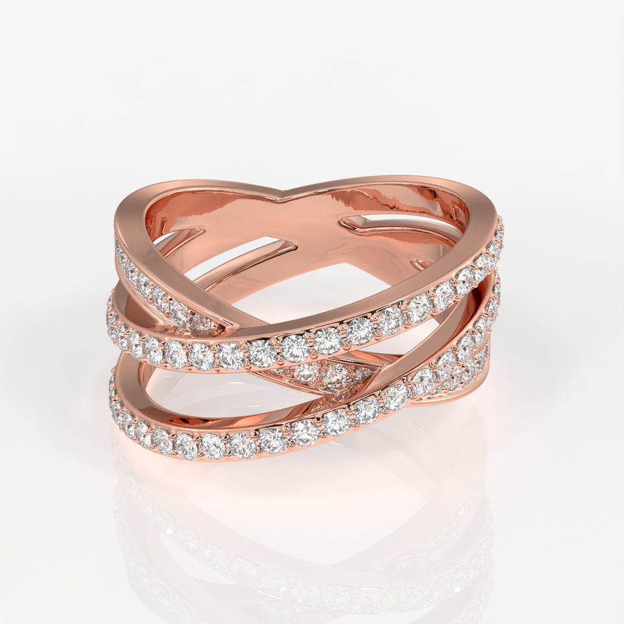 Shop Caratbazaar Round Cut Lab Grown Diamond 3 Row Wedding Band 14k Gold Ring