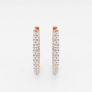 Shop Caratbazaar Round Cut Lab Grown Diamond In Out Hoop 14k Gold Earrings