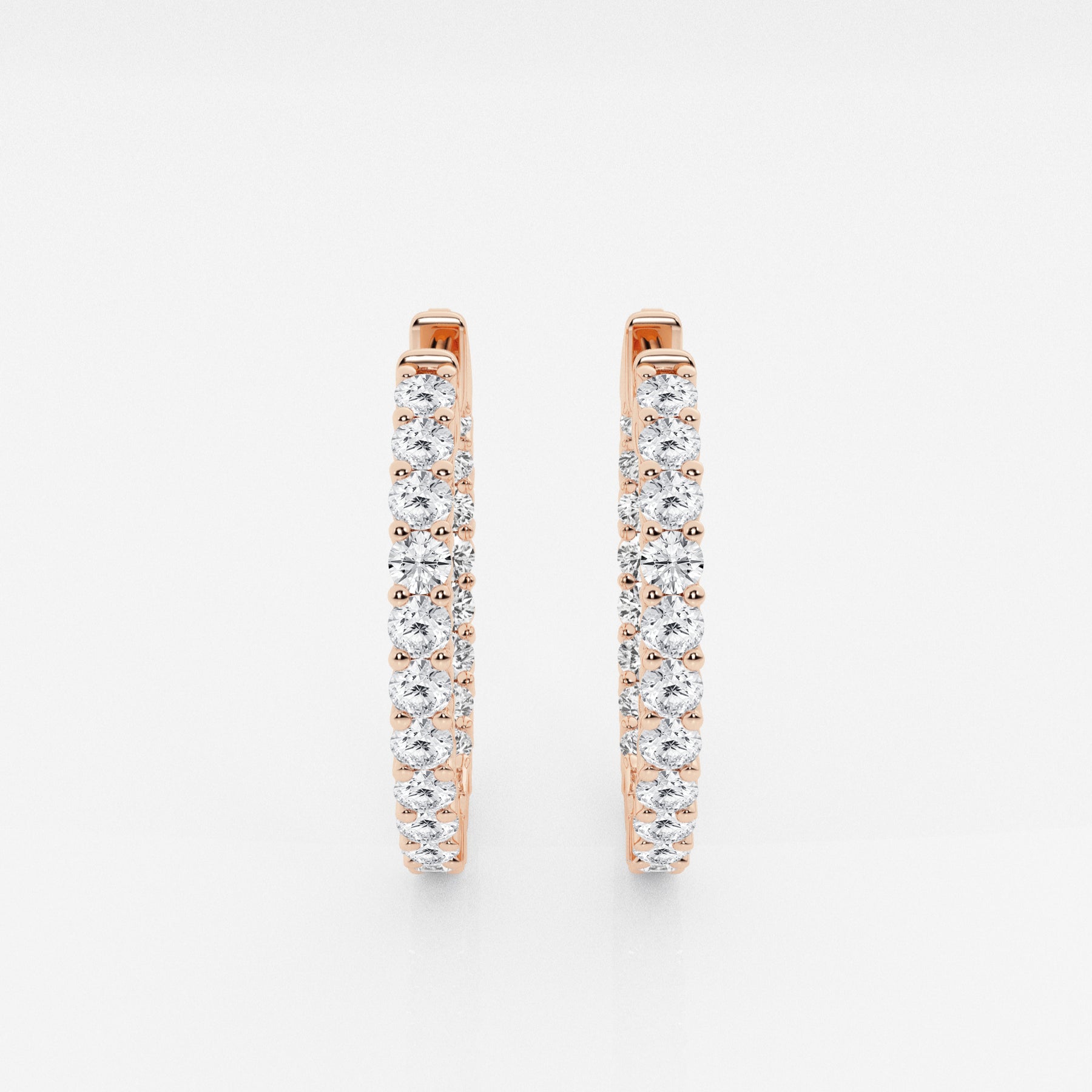 Shop Caratbazaar Round Cut Lab Grown Diamond In Out Hoop 14k Gold Earrings