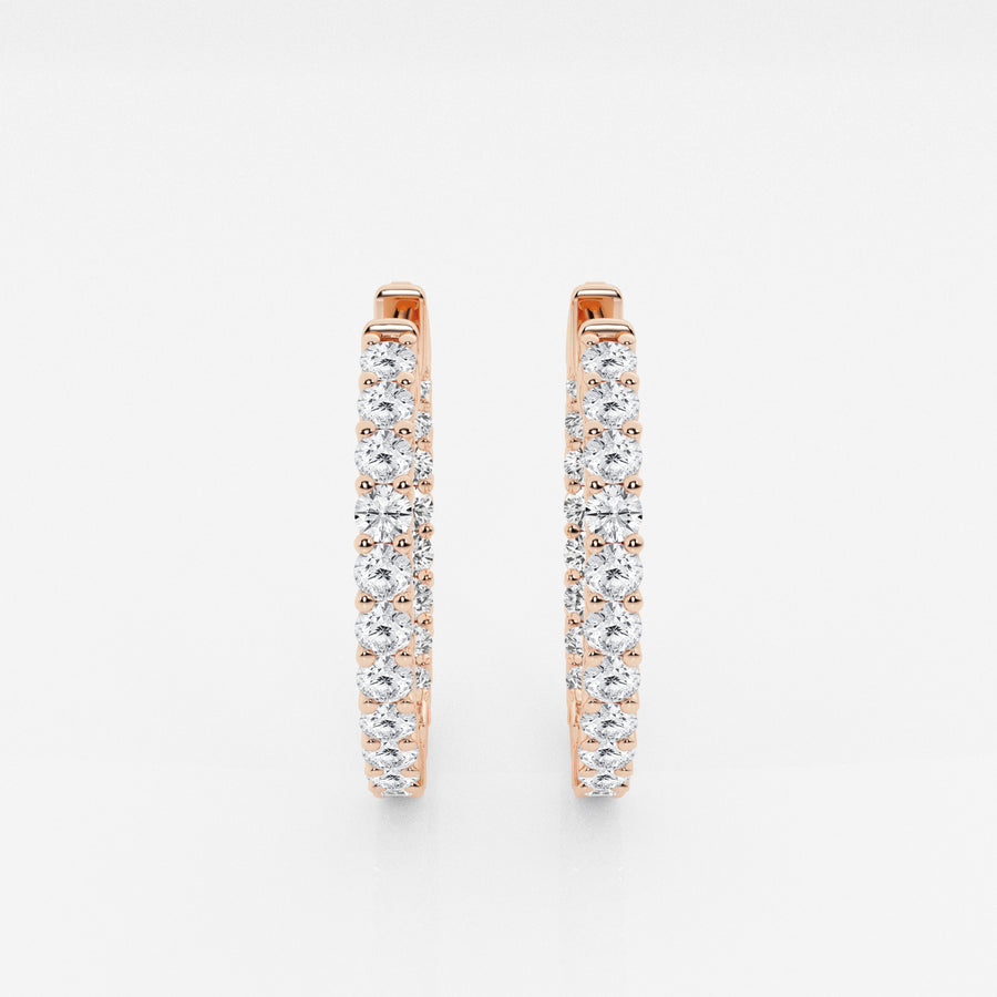 Shop Caratbazaar Round Cut Lab Grown Diamond In Out Hoop 14k Gold Earrings