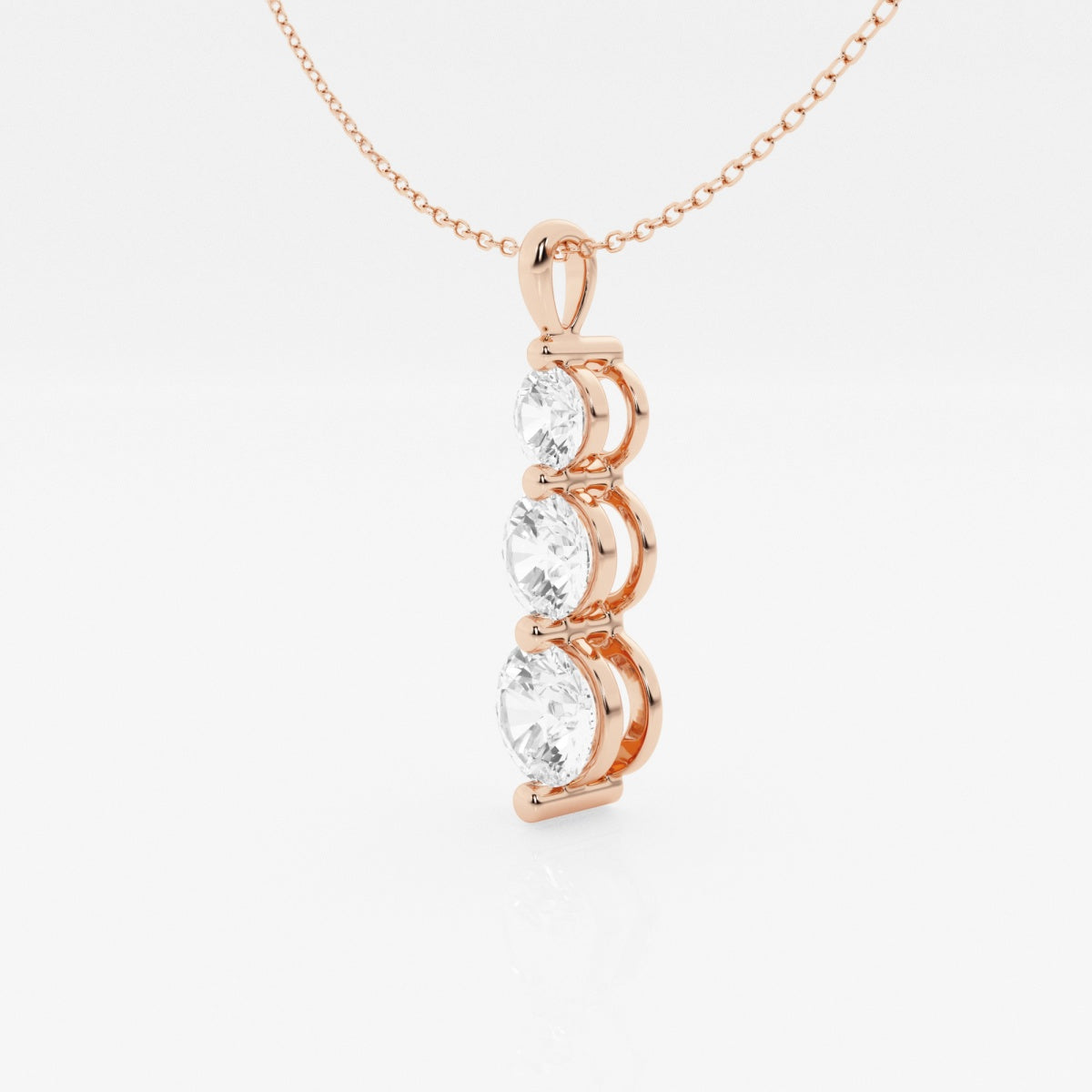 Shop Caratbazaar Round Cut Lab Grown Diamond Three Stone Fashion 14k Gold Pendant