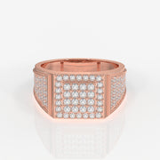 Shop Caratbazaar Royal Grid Lab Grown Diamond Men's 14K Yellow Gold Ring