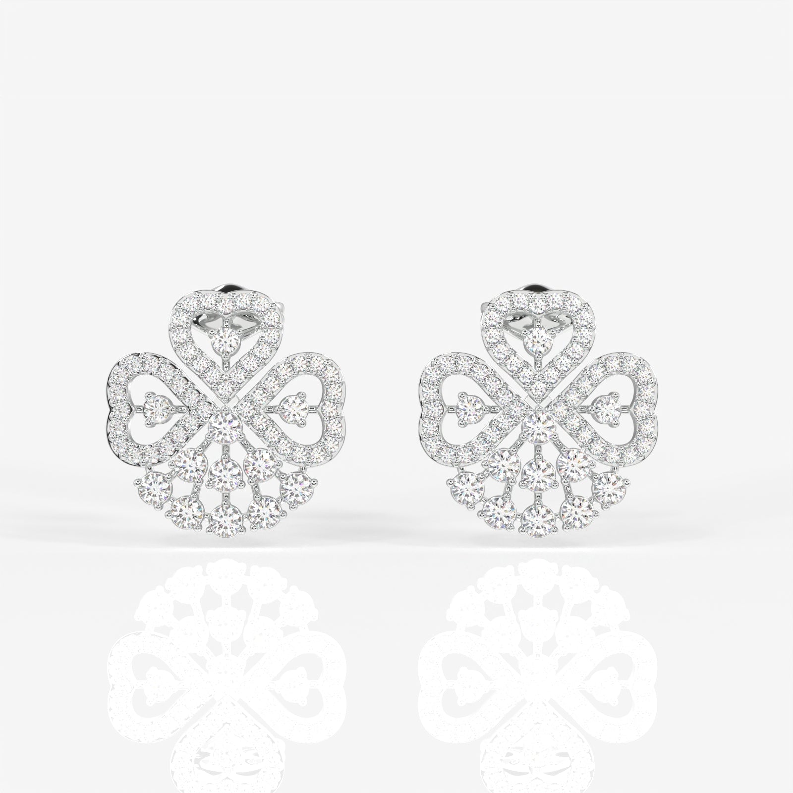 Shop Clover Charm Moissanite Stud 14k Gold Earrings